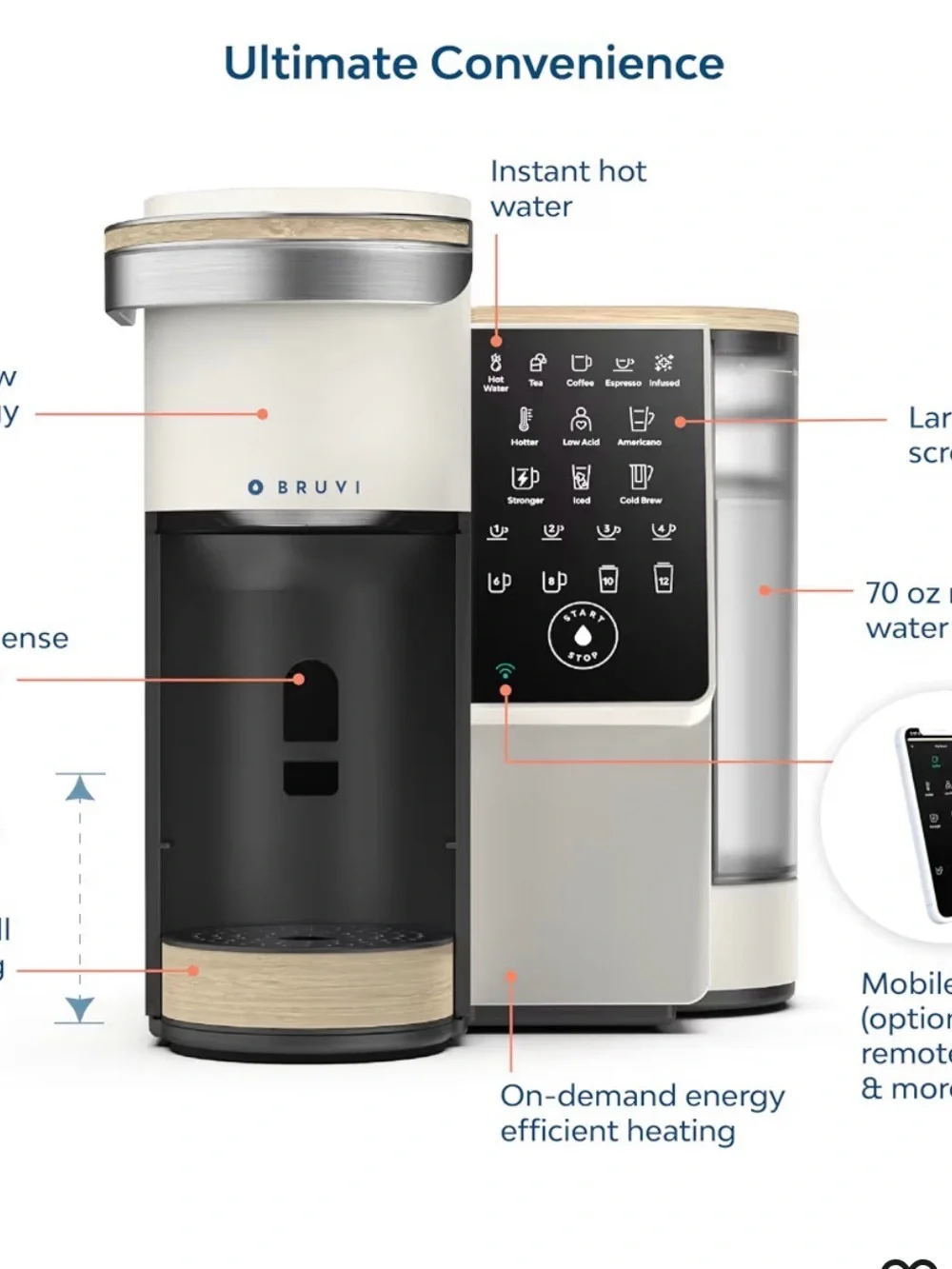 Bruvi Single-Serve Coffee Maker - Cream/Beige